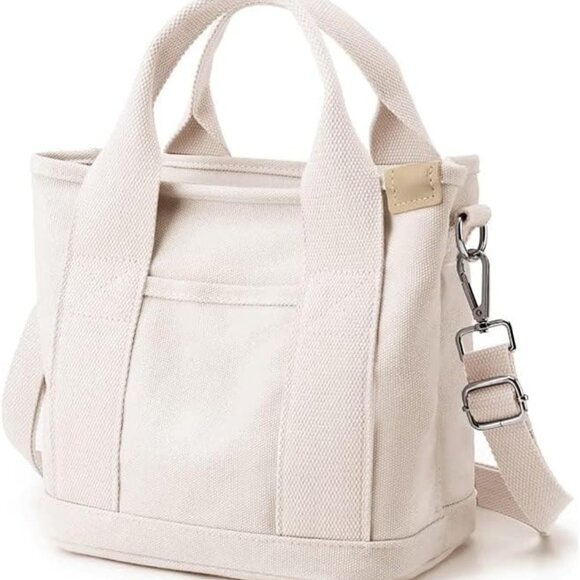 Small Tote Bag with Zipper Tote Bag for Women Canvas Crossbody Bag Shoulder Bag - Picture 2 of 9